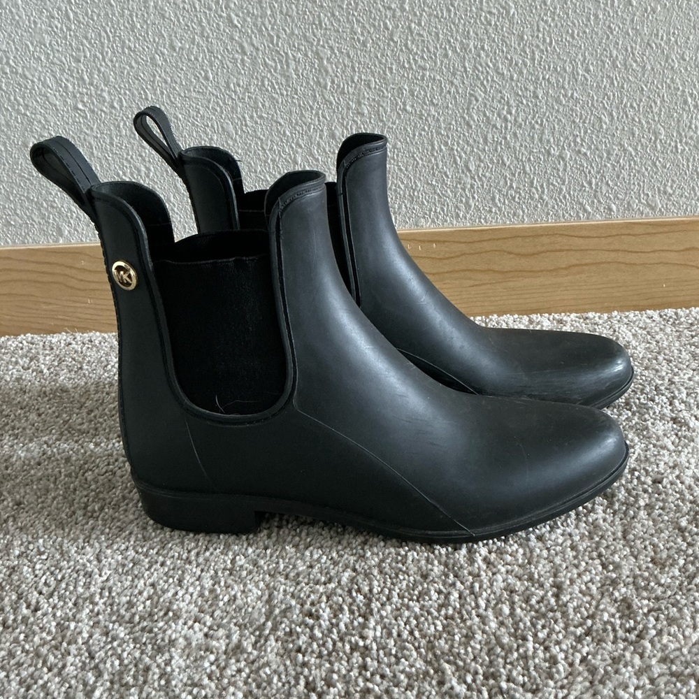 Michael Kors Black Rain Boots with Gold Accent